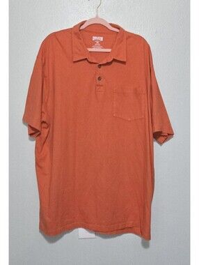 Duluth Trading Co Men's Polo Shirt Longtail 2XL Orange Cabin Outdoor Gorpcore